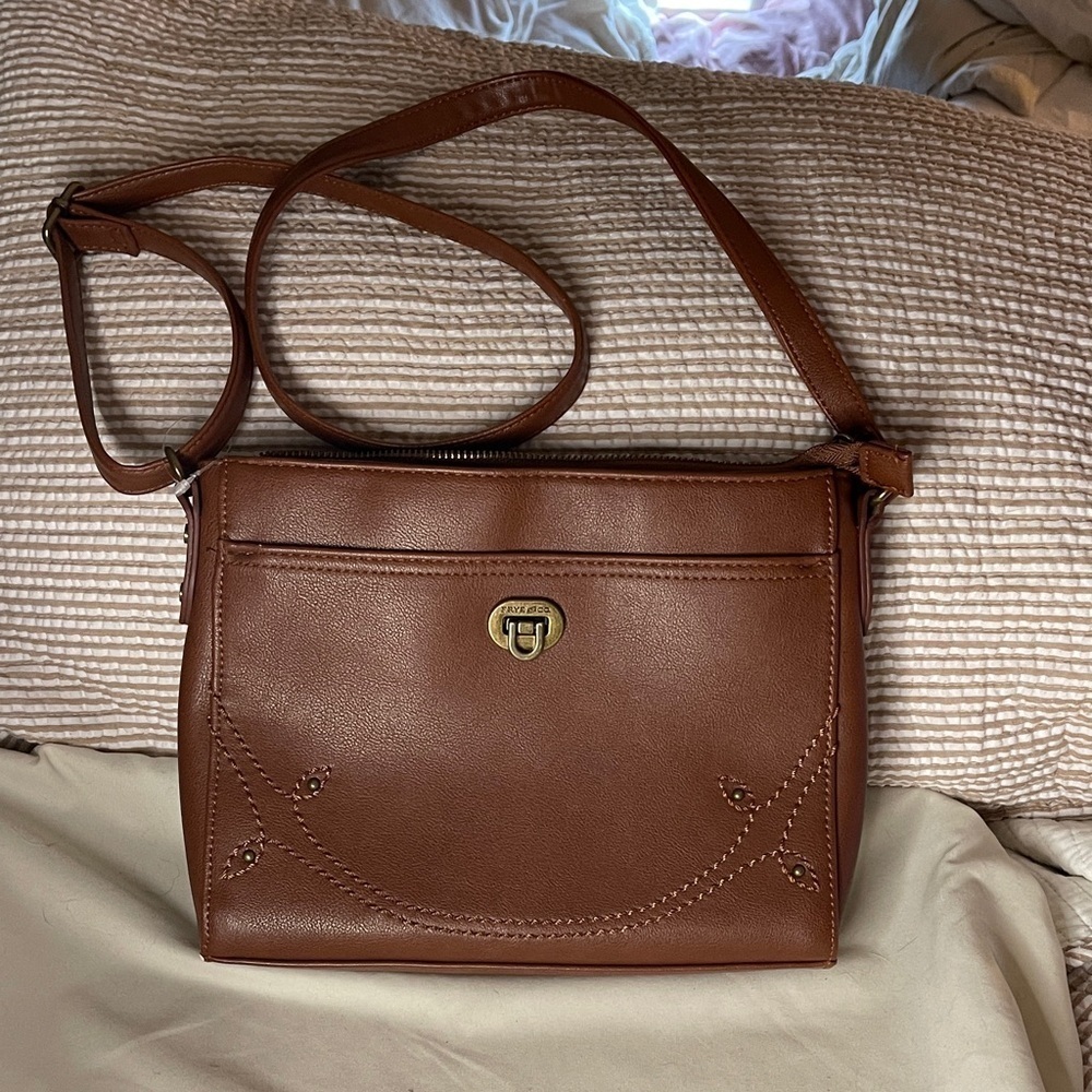 Frye and Co Vegan Brown  Crossbody Bag with Western Detail and Quality of Frye